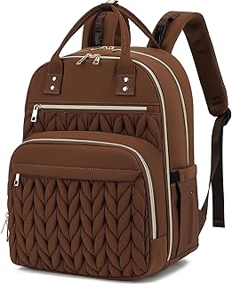 Quilted Baby Diaper Bag Backpack for Women, Baby Girls Boys Nappy Bags with Stroller Straps Insulated Pockets (Brown)