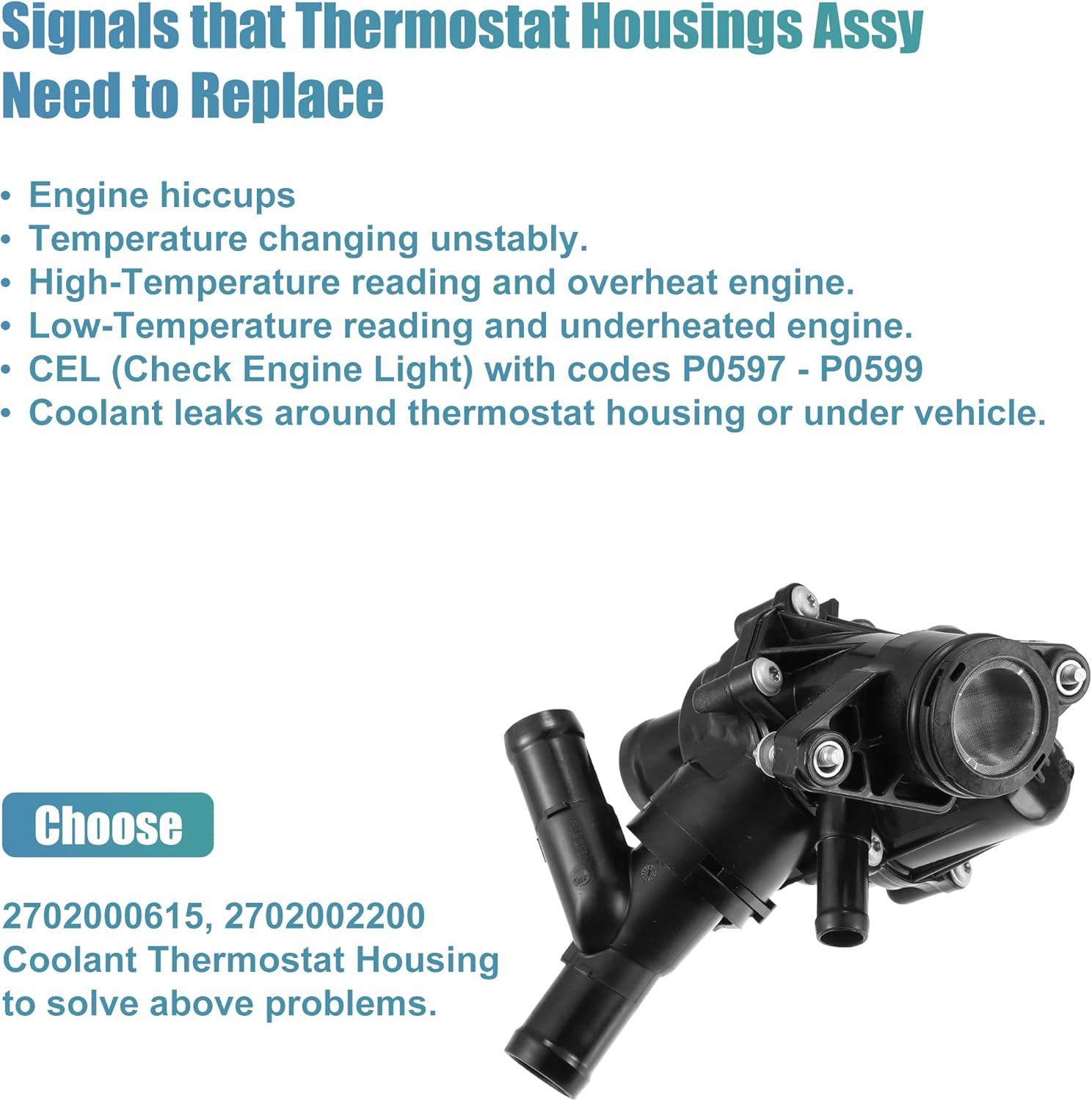 X AUTOHAUX 2702000615 Engine Coolant Thermostat Housing Assembly for Mercedes-Benz CLA250 CLA45 2.0L 2702002200 2702000415