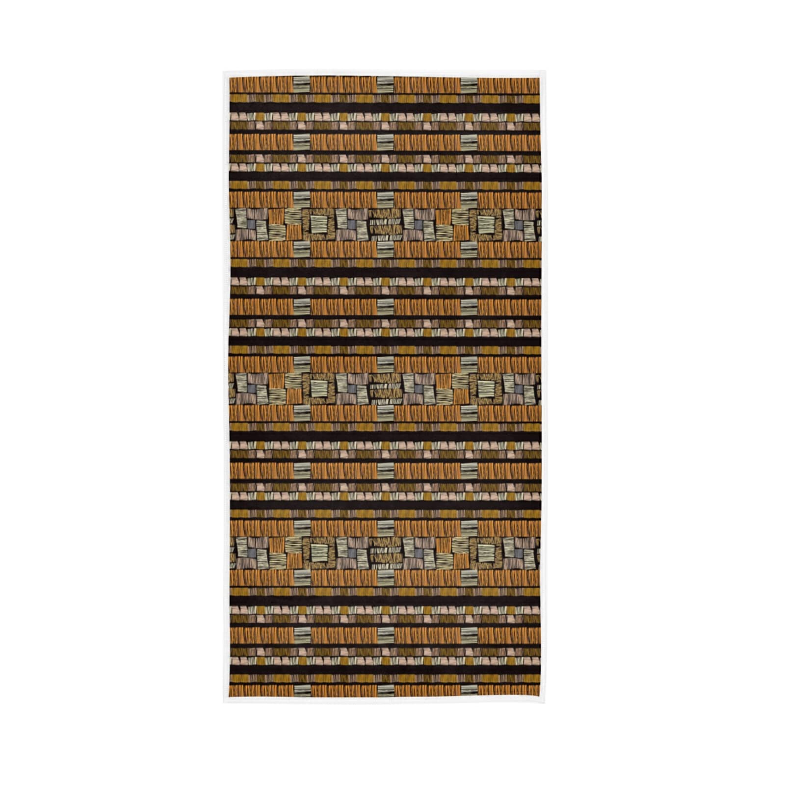 LSRCPD Abstract Ethnic Tribal Seamless Pattern in Orange Grey Brown Style Soft Hand Bath Towel 30" x 15" Thin Fast Drying Absorbent Soft Towels for Kitchen Gym Spa Hotel Beach