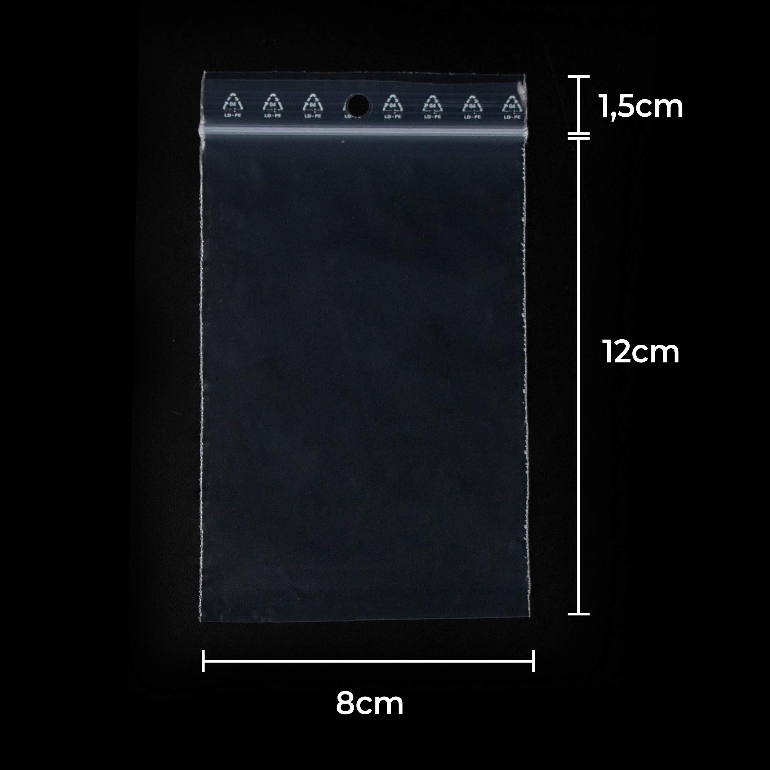 Lotto di 1000 Buste Trasparenti con Chiusura a Zip - Plastica Alimentare (8 x 12 cm)