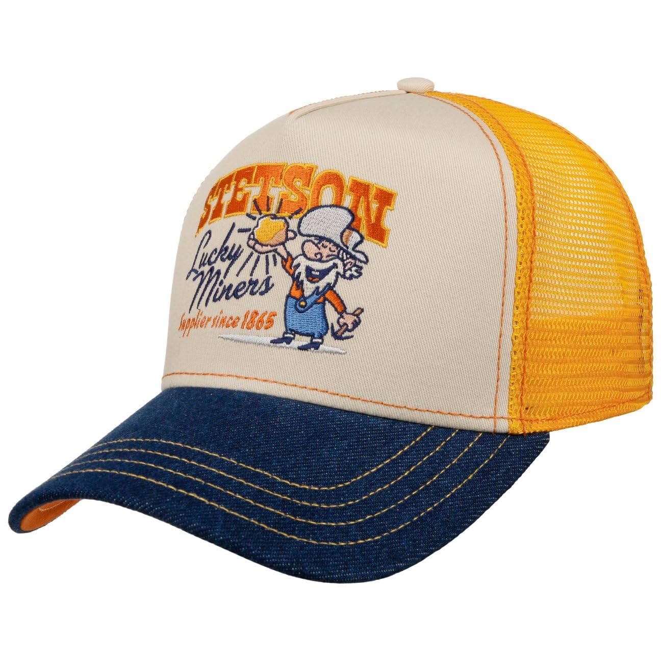 Stetson SOMBREROSHOP Lucky Miners Gorra Trucker Estilo Western Bordado Malla Hombre Todo el ano