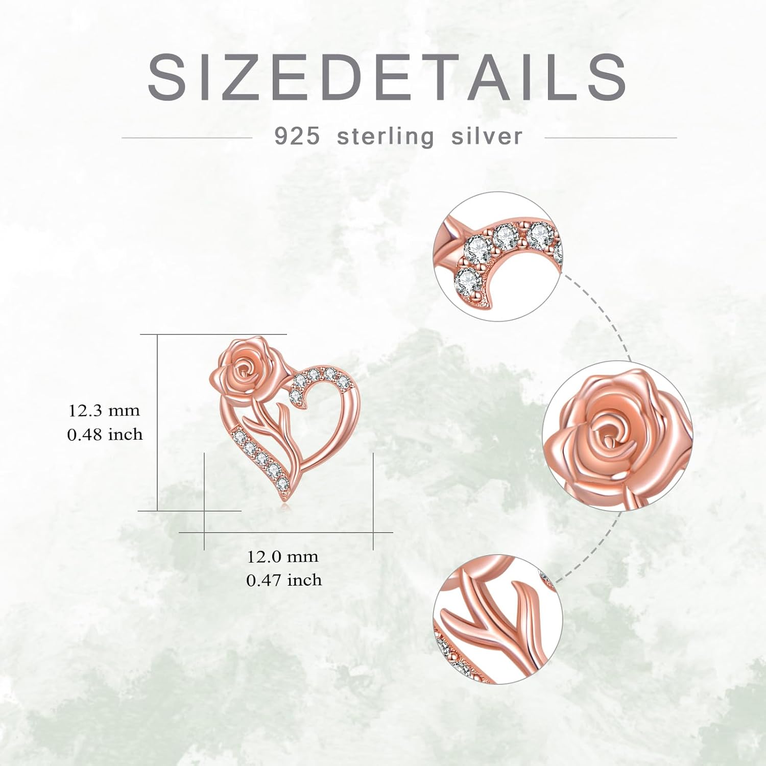 Rose Flower Stud Earrings for Women Rose Gold/White/Gold Plated 925 Sterling Silver Heart Earrings Hypoallergenic Floral Studs Jewelry Gifts for Wife Mother Grandma Christmas Birthday