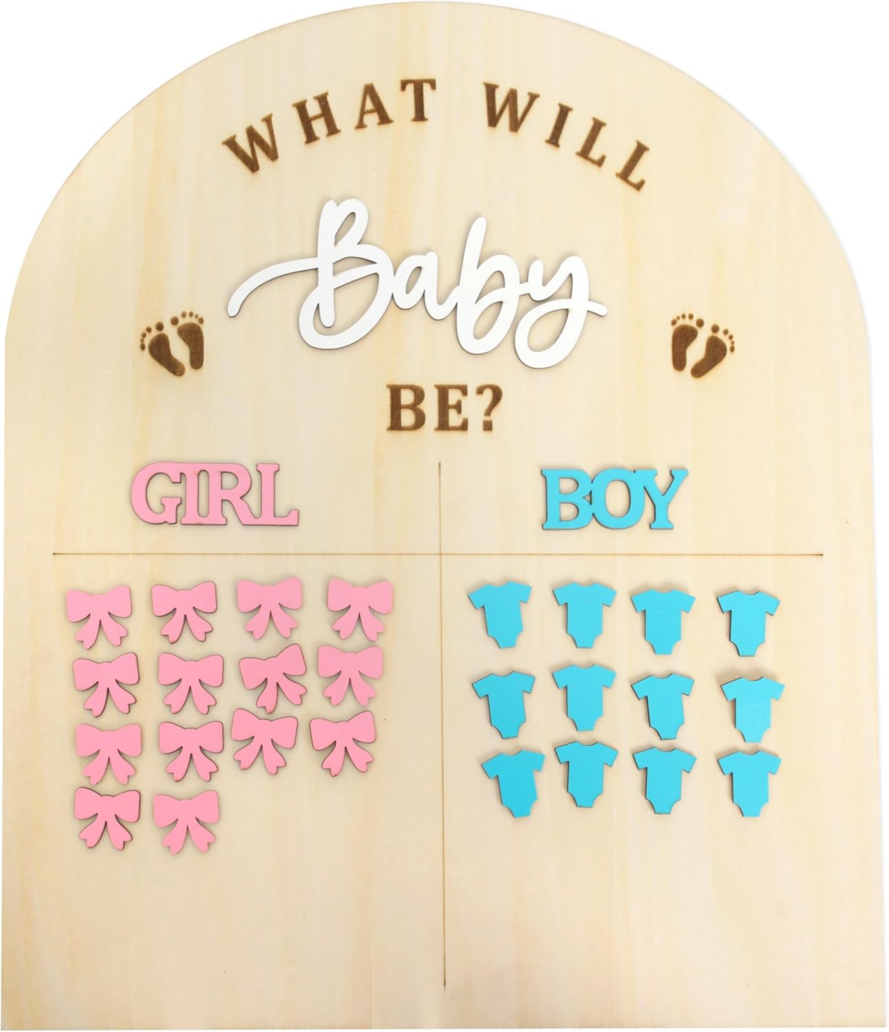 Wooden Baby Gender Reveal Guessing Board - Creative Gender Reveal Party Game Prop,Blue And Pink Guessing Board