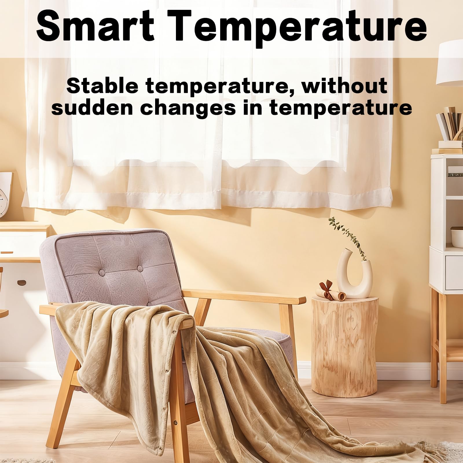 Coperta Riscaldata, Coperta Elettrica Portatile E Morbida Con 3 Livelli Di Riscaldamento E Cavo Usb Staccabile, Coperta Elettrica Riscaldata In Flanella Per Casa, Ufficio, Auto, Campe yellow 140*80cm