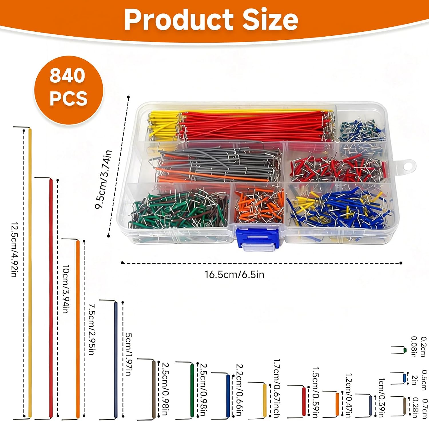 840 Pieces Breadboard Jumper Wire Kit 14 Different Lengths, Male to Male Breadboard Jumper Wire U-Shaped with Storage Box, Jumper Cable Wire Connection Circuit Systems image 2
