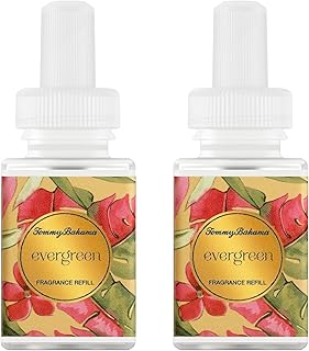 & Tommy Bahama Home Scent Refill - Smart Home Air Diffuser - Up to 120-Hours of Luxury Fragrance per Refill - Home Essential - Clean & Safe Diffuser Fragrance - 2 Pack, Evergreen