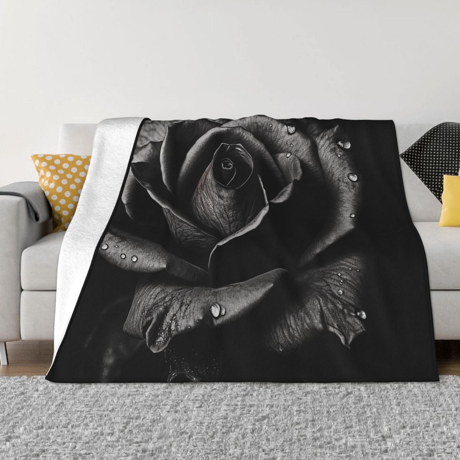 Couverture en microfibre douce rose noire fini les plaids rêches qui grattent