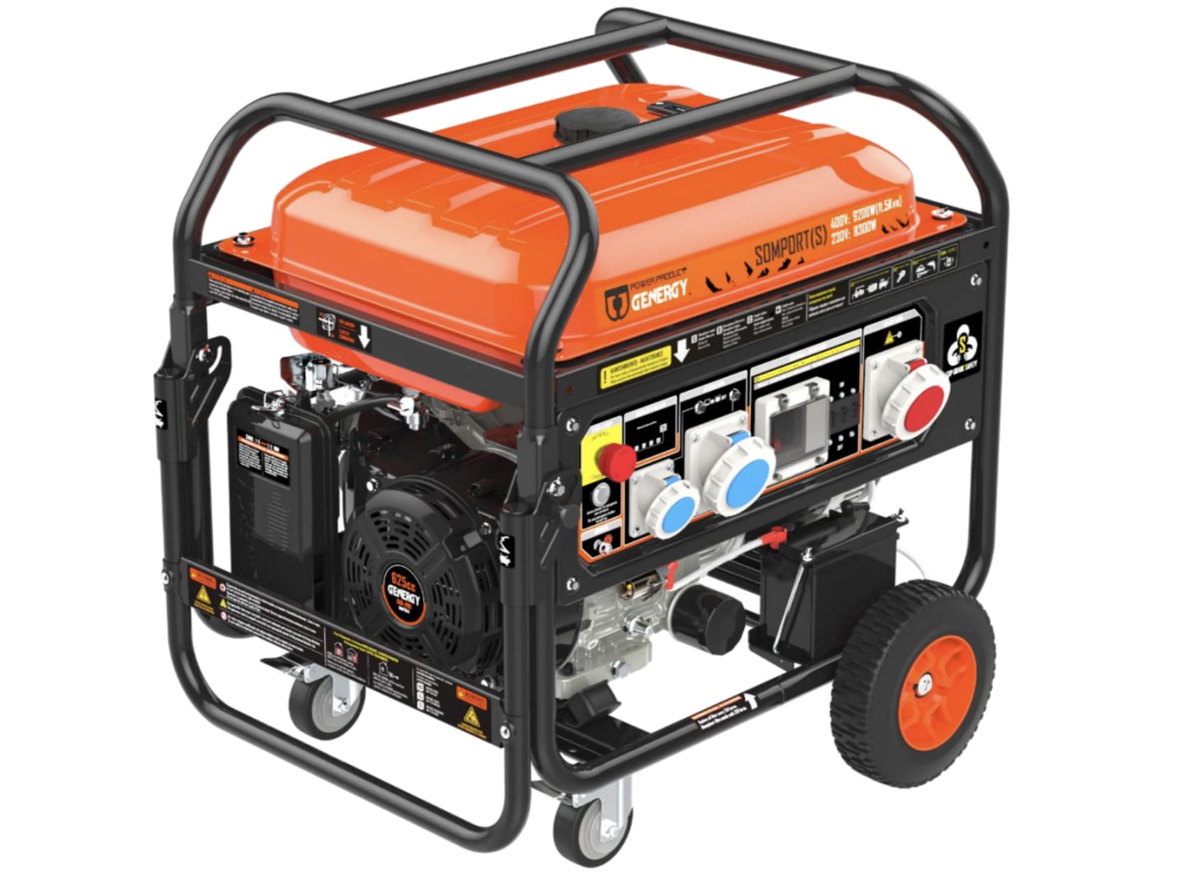 GENERGY Profi SVR SomportS 9200w LongTime Generador de gasolina (50 L depósito de 115 kVA 92 kW 400 V 8300 W 230 V interruptor de sobrecarga protección contra la falta de aceite 68 dB(A)7 mts