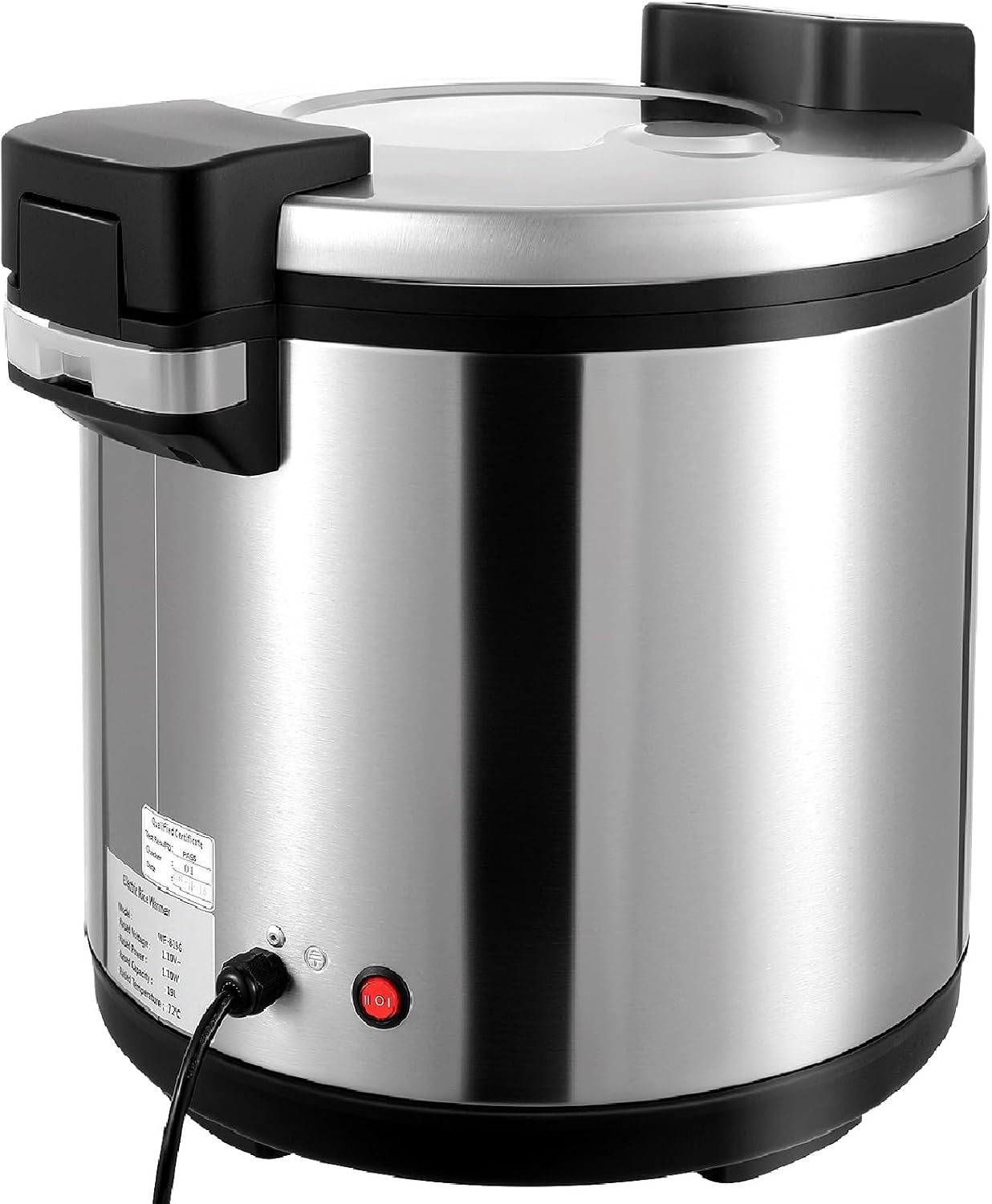 Commercial Rice Warmer, 100 Cup Electric Heavy Duty Food Warmer with Rice Spoon and Hinged Cover, Adjustable Temperature, with Warm Function for Restaurant, Catering, Party, Non-stick Inner Pot