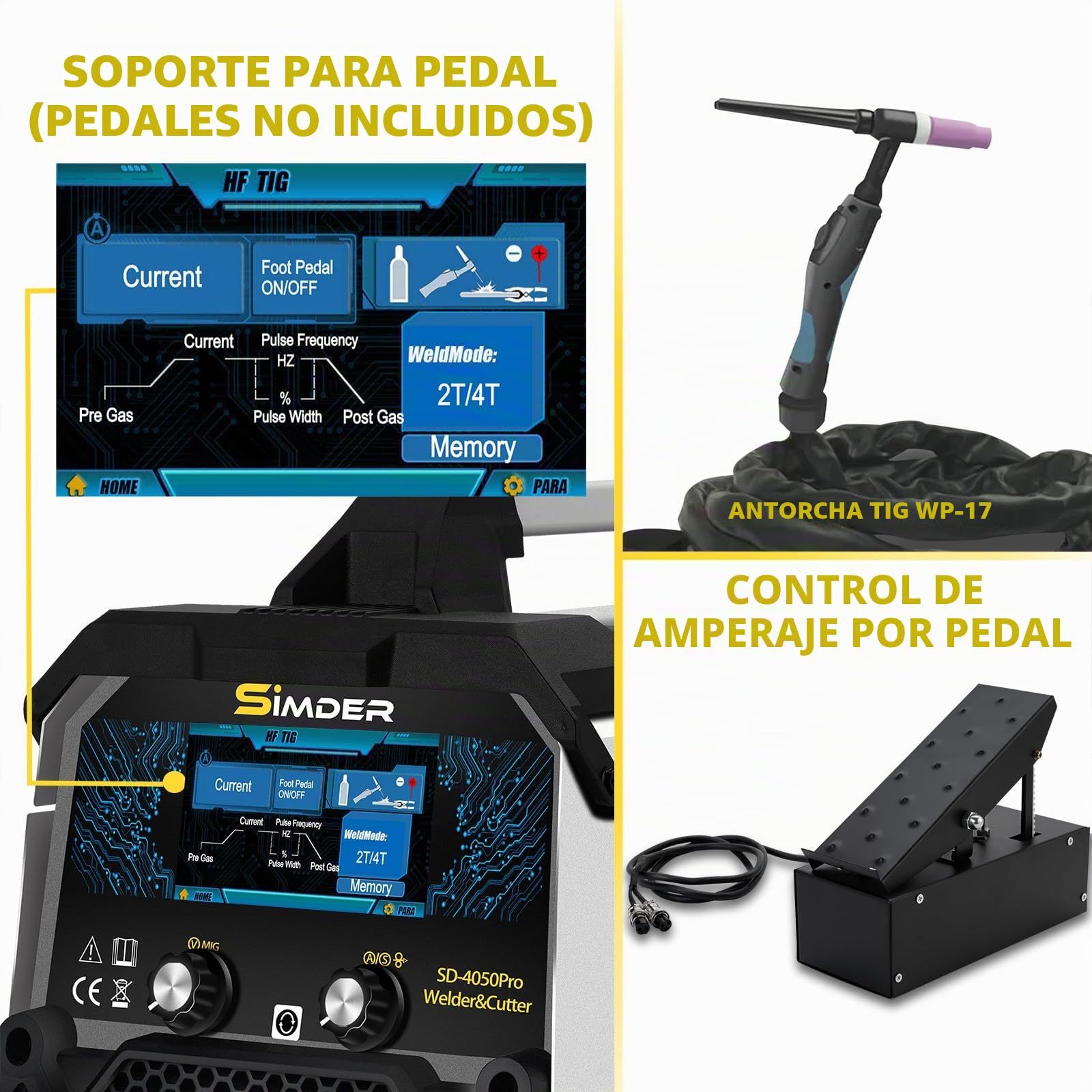 SSimder - Máquina de soldadura MIG de aluminio, 10 en 1, cortador de plasma 200 A