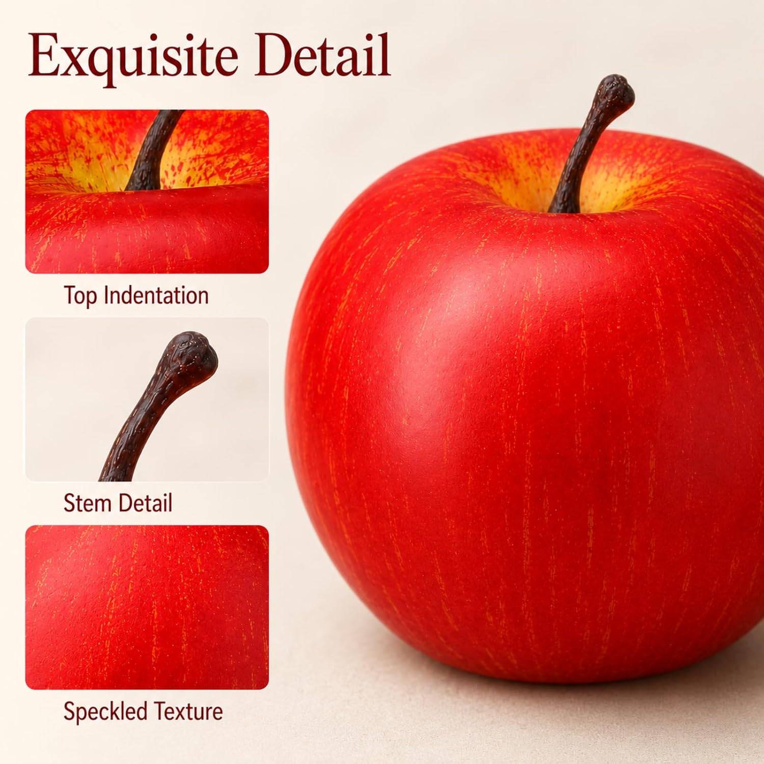 jojofuny Fake Red Apple, Artificial Foam Fruit Prop for Kitchen Decor | Realistic faux apple for fruit bowl, table centerpiece, party display, photography prop and classroom pretend play