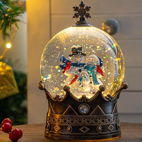 Vista 284 de Linterna de globo de nieve de Navidad, muñeco de nieve brillante con música, forro USB/funciona con pilas, linterna iluminada para decoración