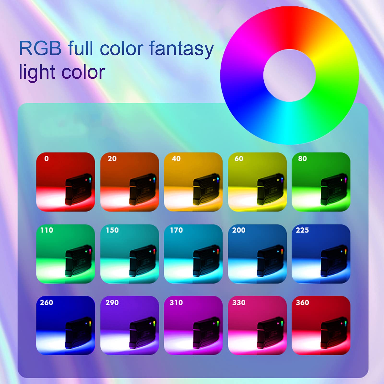 Mini luz de relleno LED, luz de video RGB de color completo Luz de cámara LED Lámpara de bolsillo SLR pequeña recargable de 2300 mAh, con cabezal de bola para zapatos fríos, para disparar y grabar vid