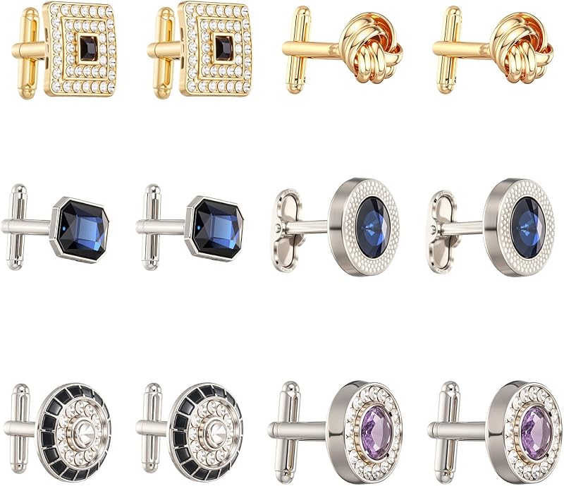 Cufflinks for Men Classic Cuff Links Men's Cufflinks 6 Pairs