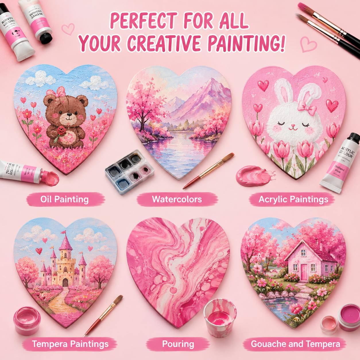 25 Pack Heart Magnetic Mini Canvases 3x3 Inch – DIY Painting, Craft Projects & Fridge Art