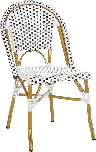 Miniatura 4 de Safavieh Home Collection Hooper - Sillas auxiliares apilables para interiores y exteriores, color blanco y negro, juego de 2
