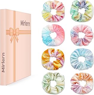 Velvet Scrunchies with Zippers Pocket, 8 Pcs Tie Dye Soft Hair Ties, Hidden Pocket Hair Scrunchies Accessories for Women Girls, Soft Ponytail Holder Secret Compartment Items (Rainbow Colors)