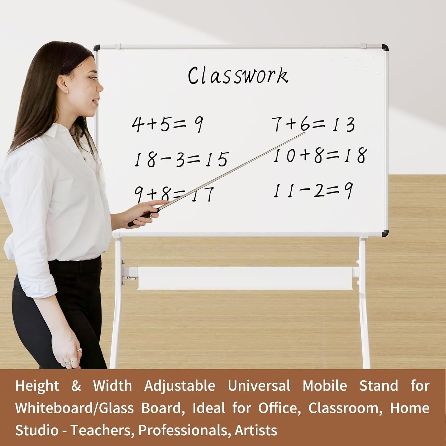 Glass White Board Stand, with Wheels, Height & Width Adjustable Universal Mobile Stand for Whiteboard/Glass Board, Ideal for Office, Classroom,Home Studio - Teachers, Professionals, Artists