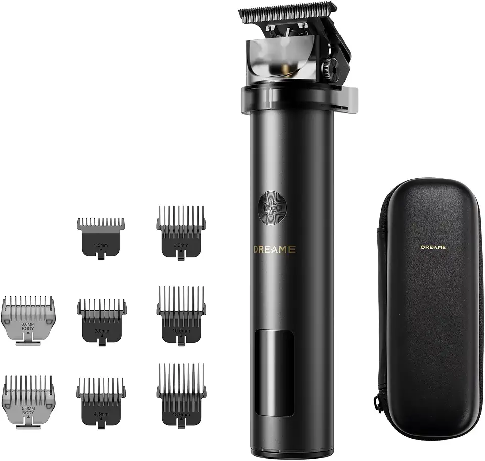 Dreame T3 Professional Barber Trimmer, High-Speed 7000RPM Motor, Stainless Steel Precision Blades, Up to 180 Min Runtime, USB-C Fast Charging, Multiple Guide Combs, LED Display, Beard & Hair Trimming Tool (Black)