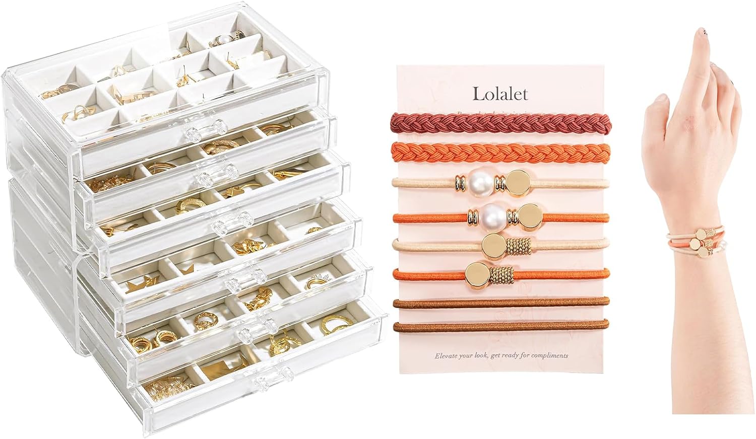 Lolalet Organizer Box Bundle with Decorative Hair Ties