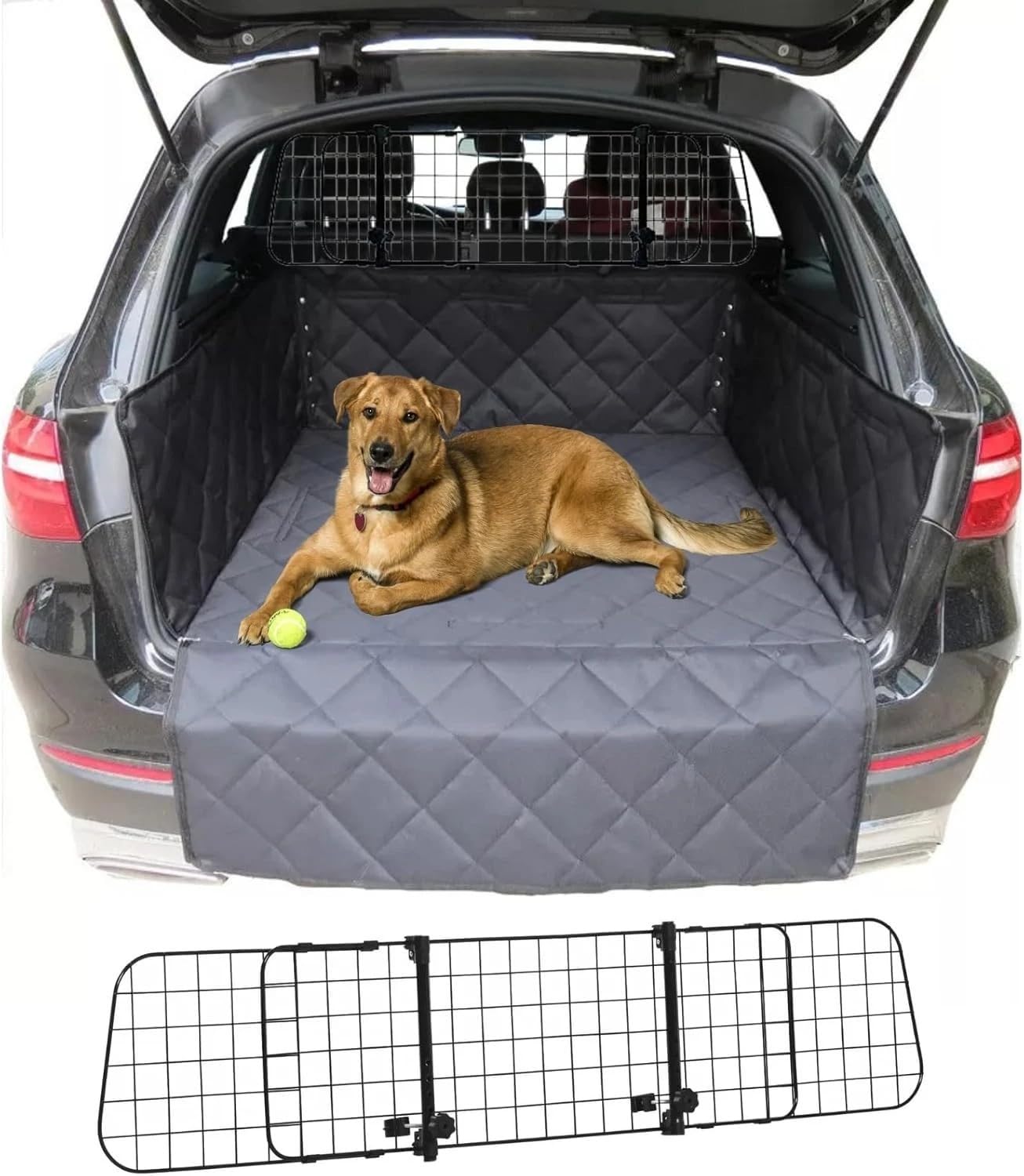 OTOKEA FOR AUDI A6 AVANT - Dog Guard Set With Quilted Boot Liner, Semi Tailored Waterproof Cover For Pets Dogs - Black