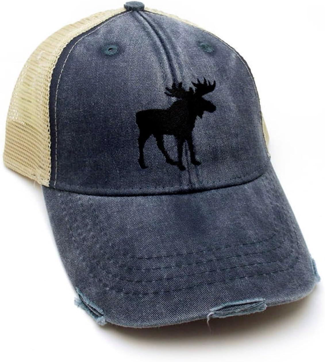 Black Lantern Mens Vintage Trucker Hat – Brown Distressed Embroidered Mesh Snapback Cap