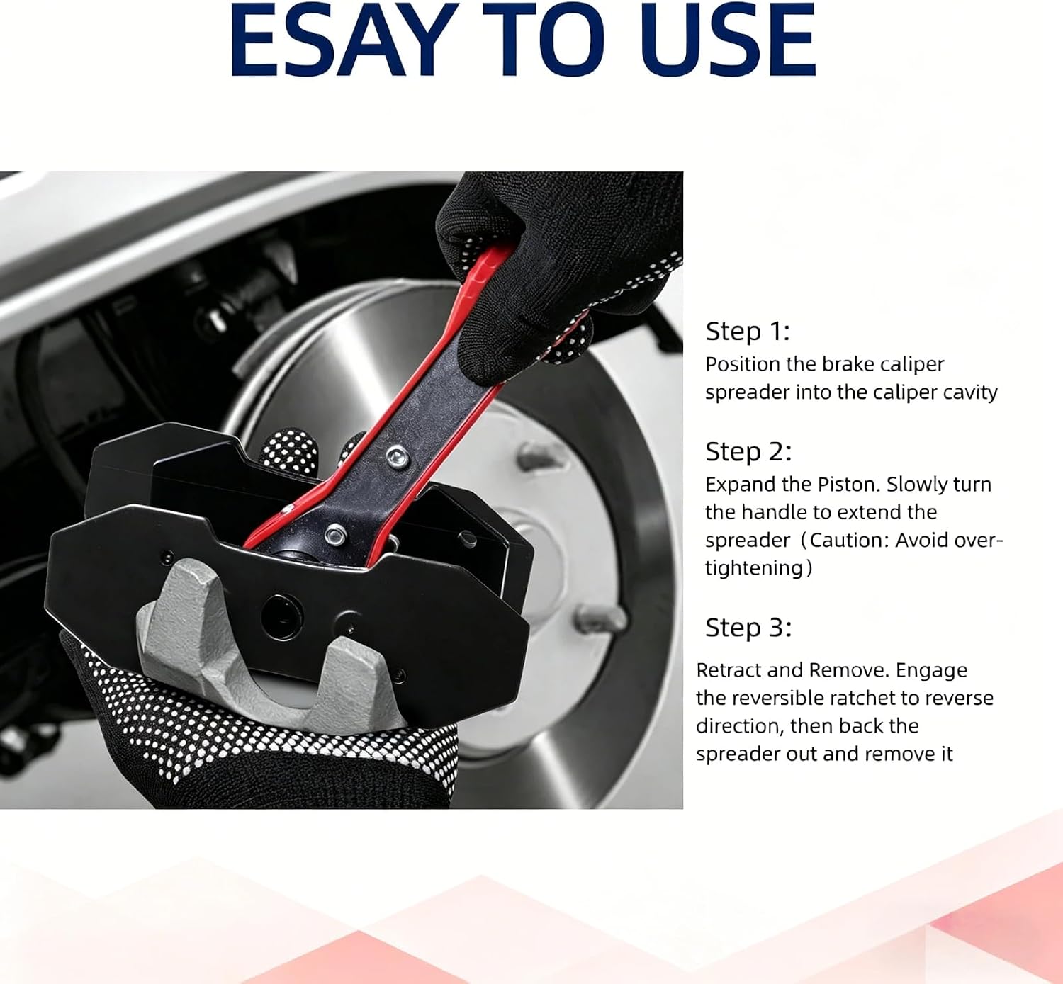 Brake Caliper Compression Tool Set: 360° Swing Ratchet Switch Brake Caliper Press, Piston Press Tool with 2 Large Steel Plate, 2 Caliper Hanger and 1 Gloves, Break Pad Spreader for Car Truck SUV