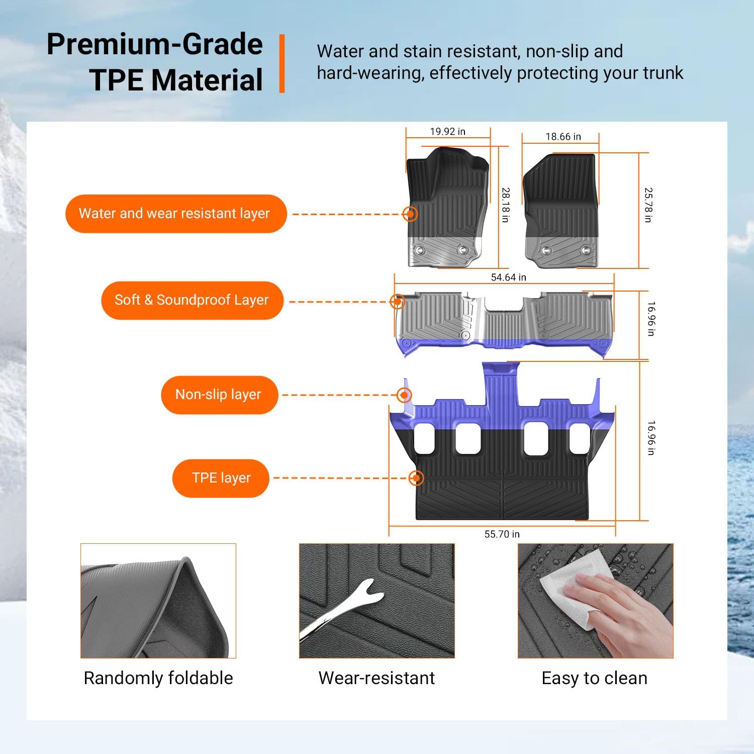 powoq 7 Seats Fuel Floor Mat Compatible with 2025 2026 Toyota 4Runner Cargo Mat Floor Liner TPE Trunk Liner Back Seat Protector Replacement for 2025-2026 Toyota 4Runner Accessories