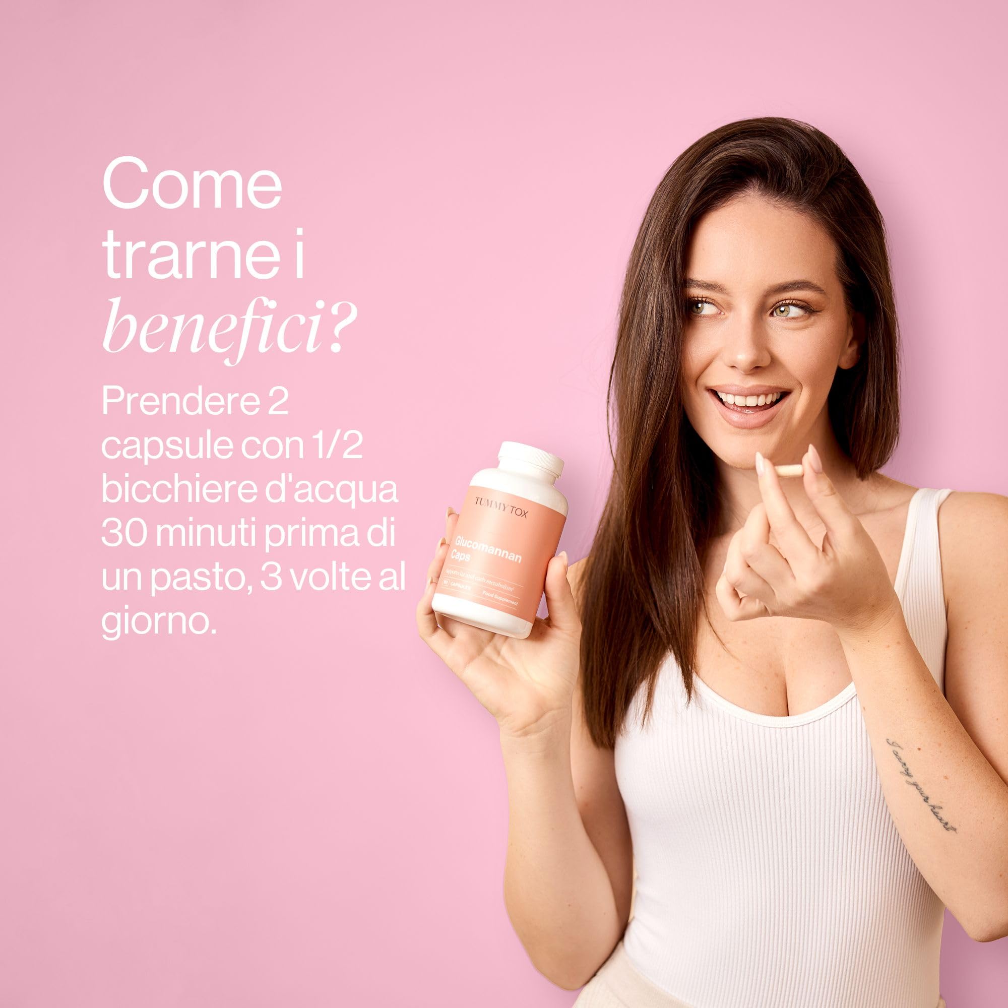Glucomannano Konjac 3000 mg, Capsule ad Alto Dosaggio con Cromo, Garcinia Cambogia ed estratto dell'albero di Carrubo, Vegano, 180 Capsule, Tummy Tox