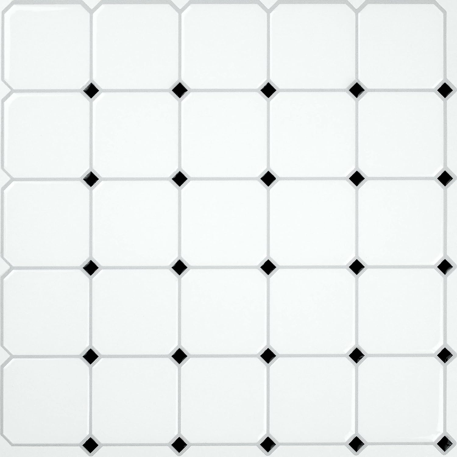 Black and White Diamond Peel and Stick Mosaic Tile Set