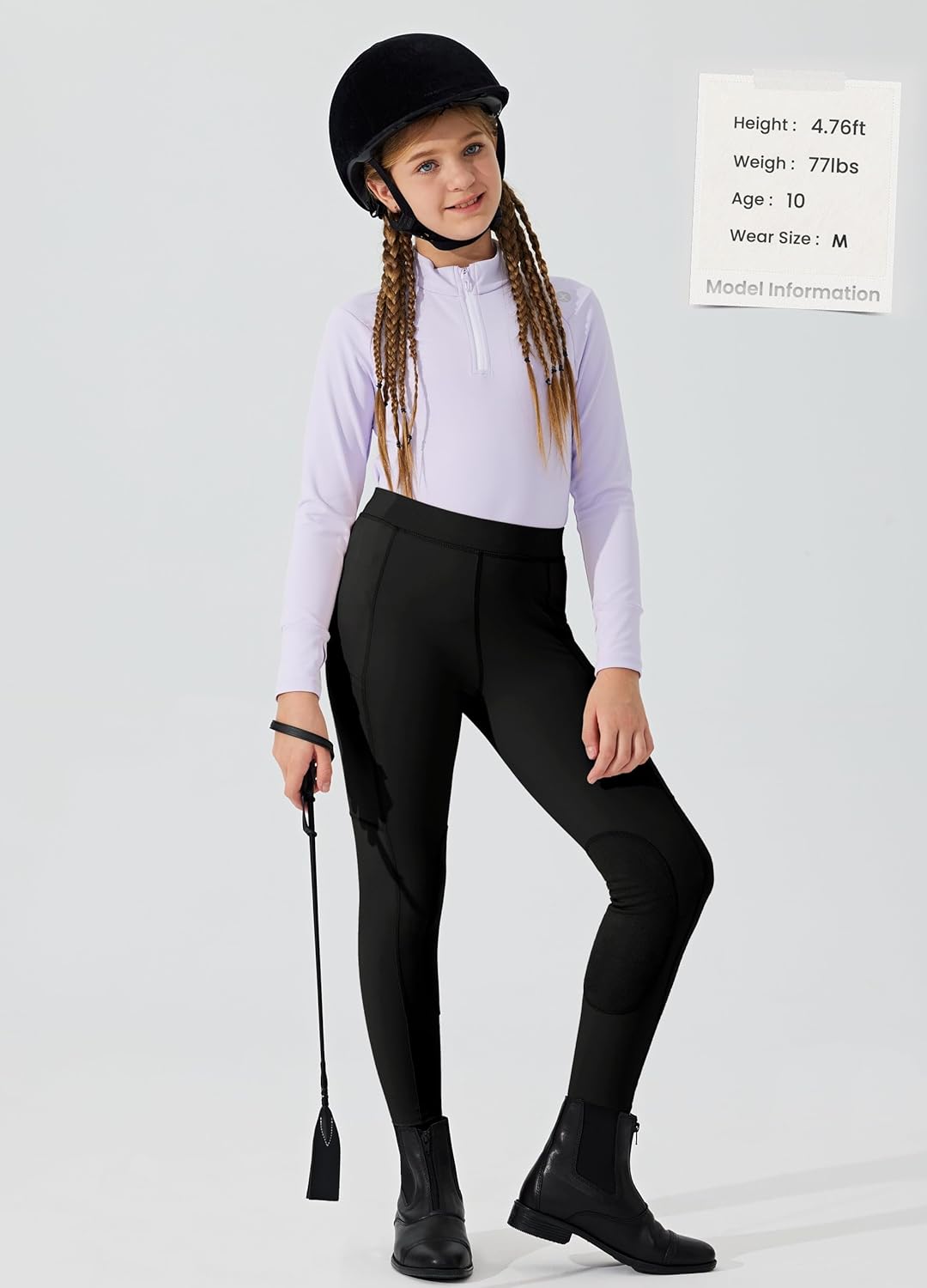 Willit Girls Horse Riding Pants Tights Kids Equestrian Breeches Knee-Patch Youth Schooling Tights Zipper Pockets - Image 7