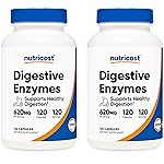 Nutricost Digestive Enzymes 620mg, 120 Veggie Capsules (2 Bottles) - Complete Digestive Enzyme Supplement