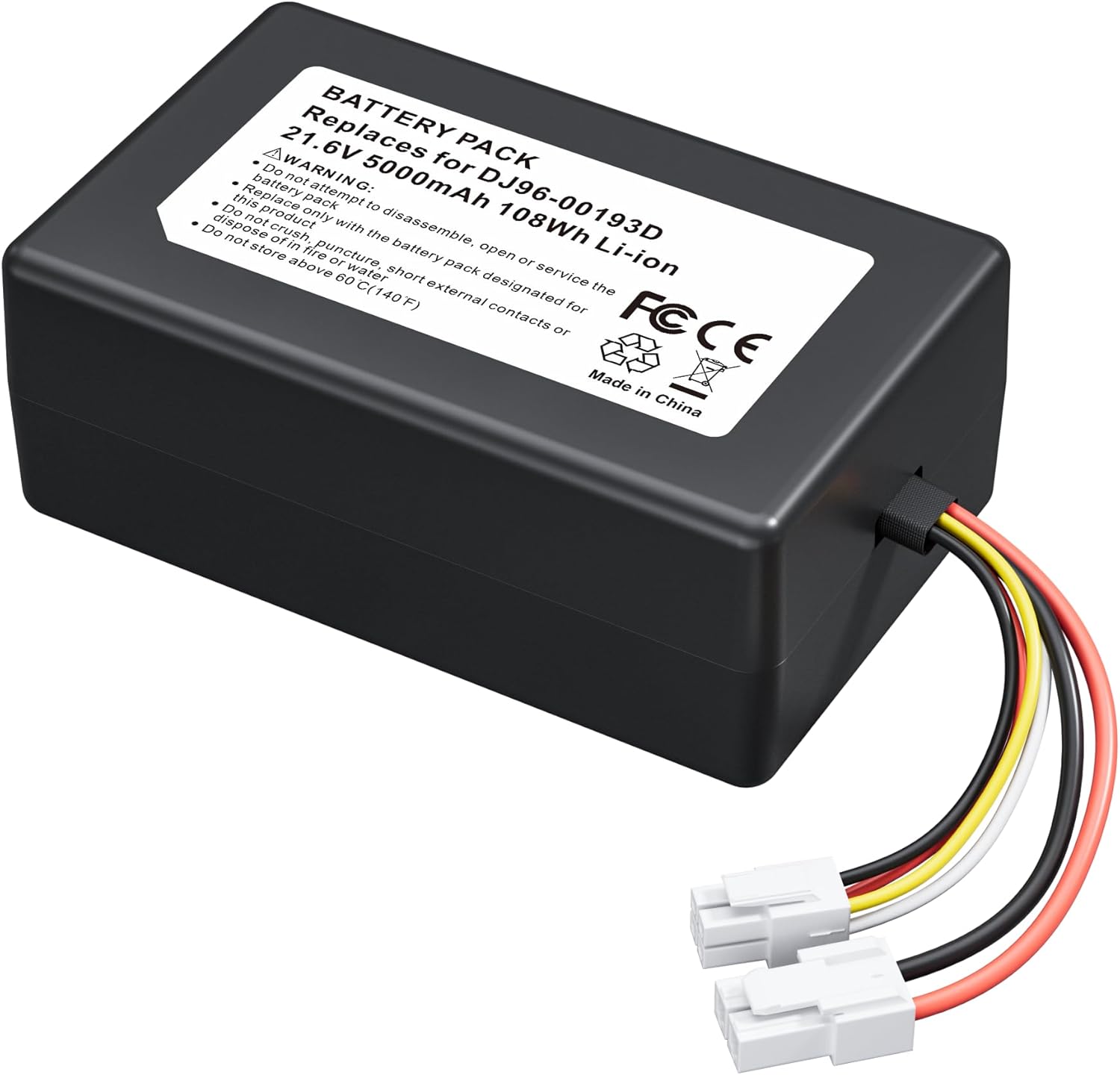 5000mAh 21.6V Li-ion Replacement for DJ96-00193D Battery, Compatible with Samsung PowerBot R9250 R9350 VR2AK9350WK/AA Robot Vacuum Cleaner