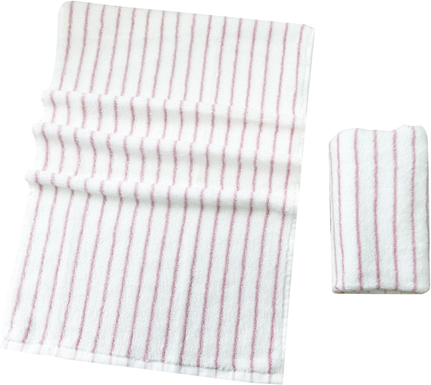 USTIDE Pink Striped Hand Towels 100% Cotton Soft Clean Hand Towel for Bathroom Kitchen Sports Cute Pink White Stripes Hand Towel 2 Pack, 14 x 30 Inch