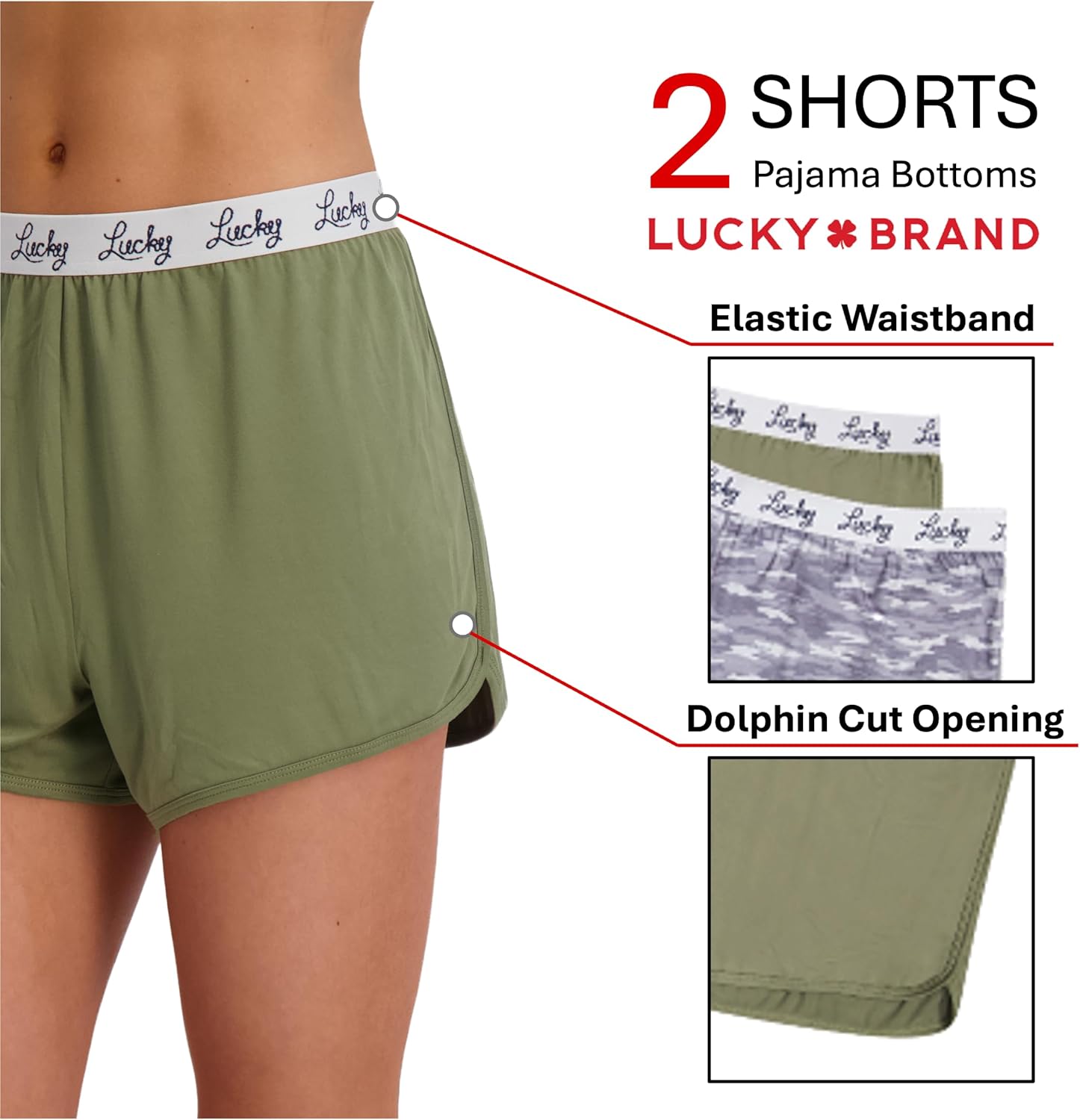 Lucky Brand Women's Pajama Bottoms – Ultra-Soft 2 Pack Sleep and Lounge Sweat Shorts, Cortos de Pijama para Mujer - Image 4