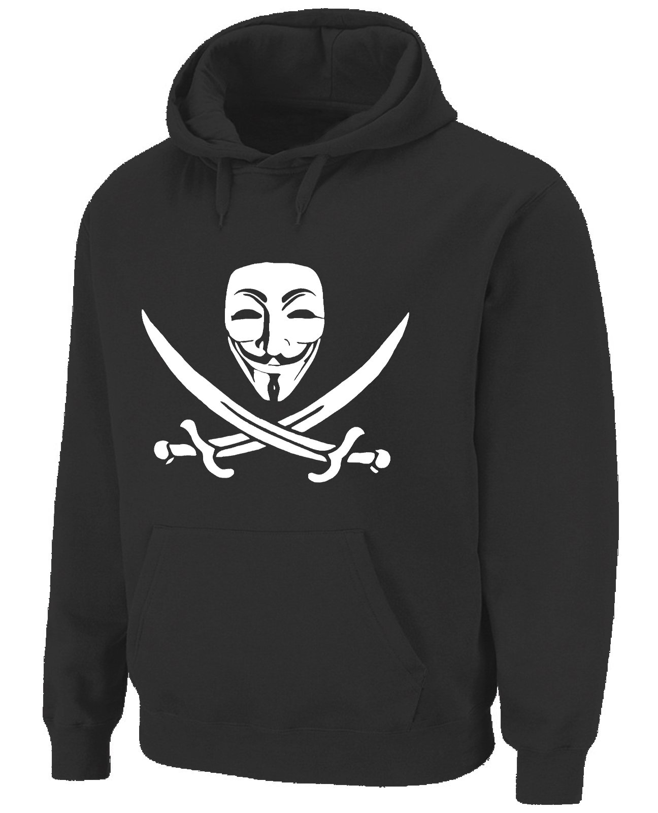 Tribal T-Shirts Mens Anonymous Mask Piracy Hoody (Large, Black)