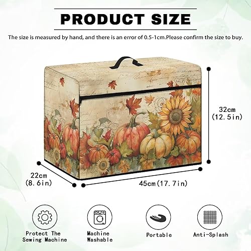 Miniatura 199 de Mumeson Cubierta antipolvo para máquina de coser de gatos negros con flores, para la mayoría de máquinas de coser estándar, plegable, duradera