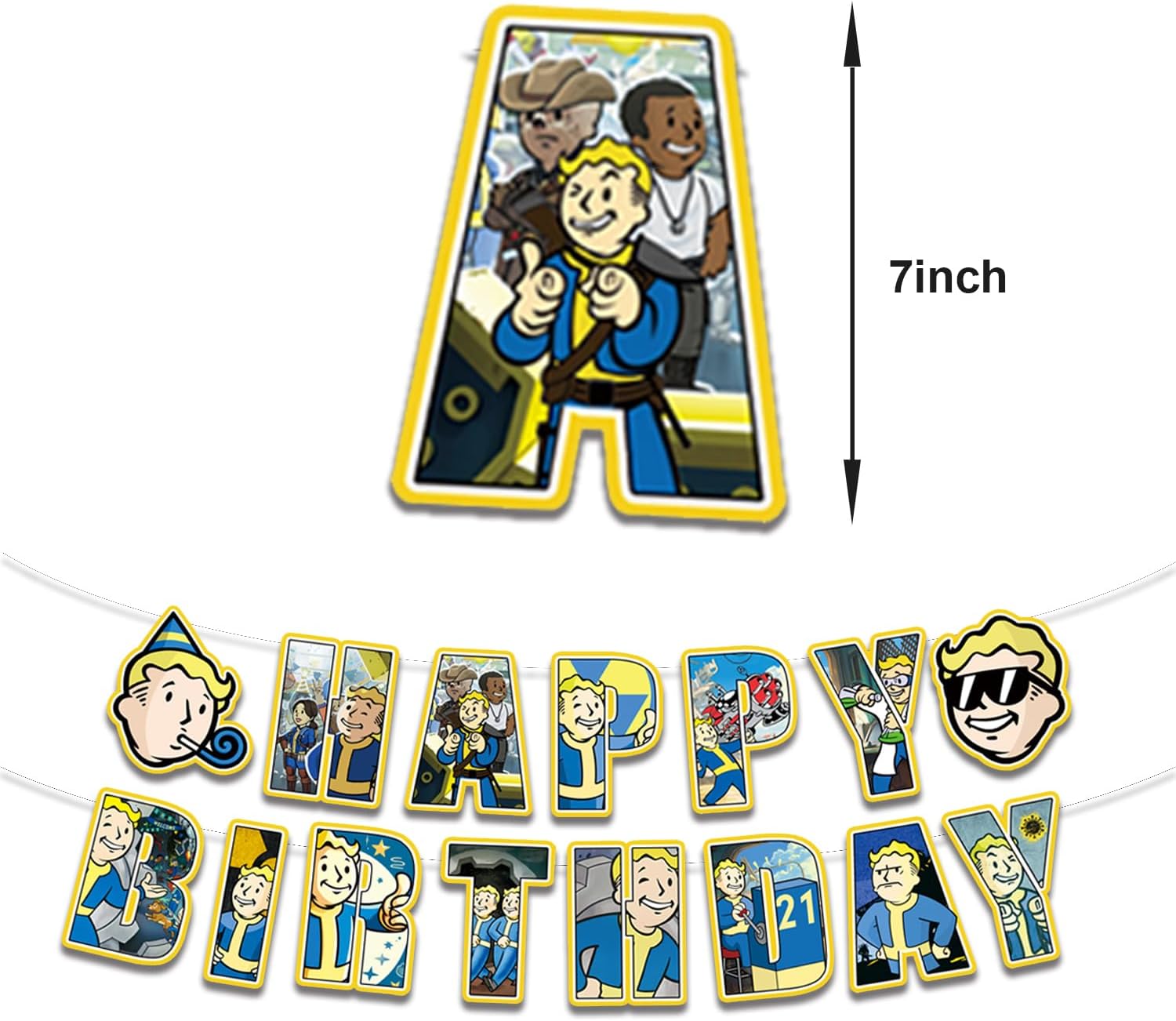 Faout Game party supplies,12pcs Faout Hanging Swirls and 1 Happy Birthday Banner for Falut Game party decoration
