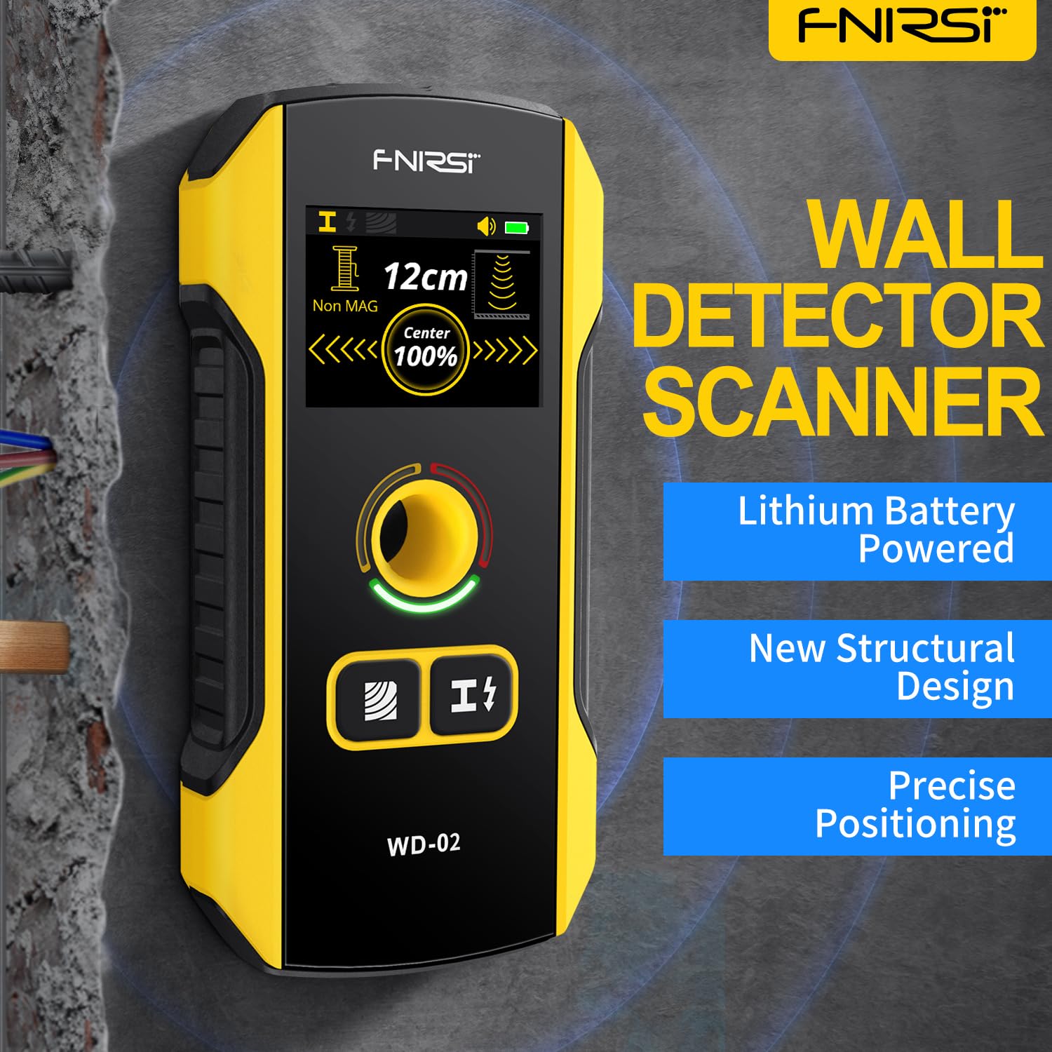 Premium Wall Scanner Stud Finder, Electronic Wall Stud Detector for Wood, Metal Studs, AC Wires, Balks, Pipes, Wire and Water Pipe Stud Finder, Visible Positioning Hole for Accurate Center Detection