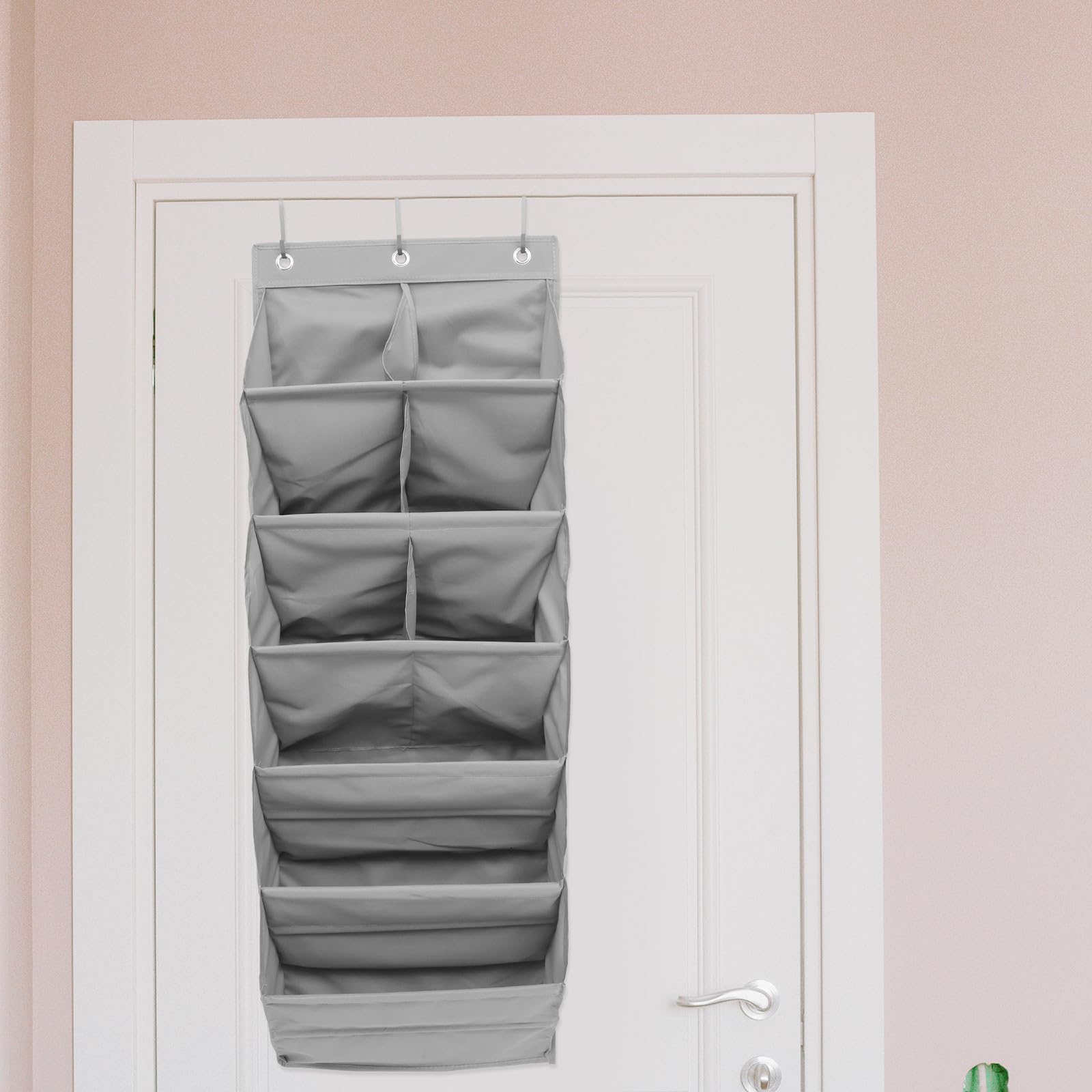 Pochette De Rangement Murale Multifonction en Tissu Oxford Gris 9 Cases, Organisateur De Porte Suspendu à Trois Couches, Stockage Pratique pour Chambre, Salle De Bain Et Placard