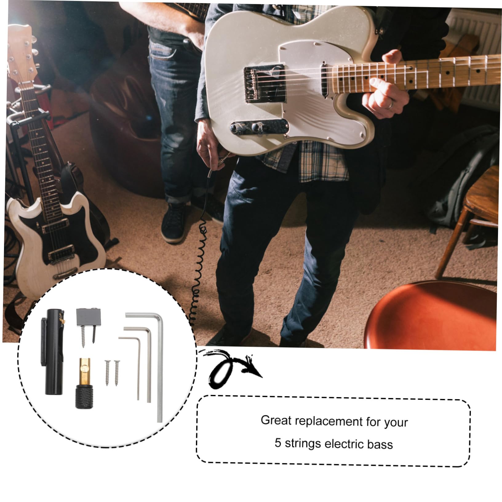 UPKOCH Ponte Per Basso Elettrico Senza Testa Ponte Singolo Nero Per Corde Accessori Multifunzionali Per Chitarra Elettrica Facile Installazione e Alta Durabilità