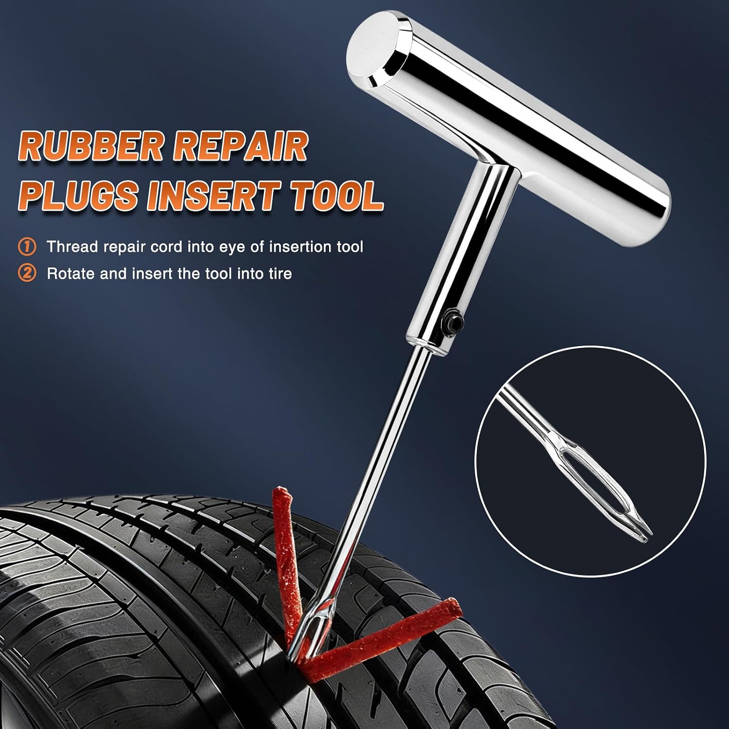 Tire Repair Puncture Tool Kit Heavy Duty Stanless Steel T-Handle Tire Repair Tool-7pcs