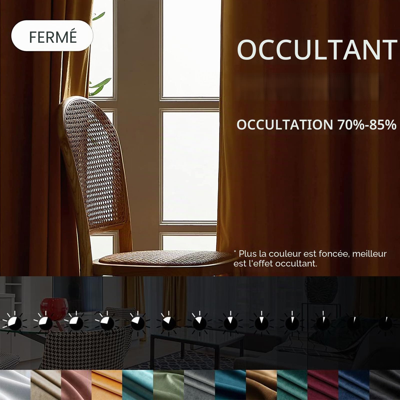 Rideau Occultant Fenetre Velours 240x160cm (HXL) Beige, Rideau Isolant Thermique Lot De 1 à Oeillets Rideau Anti Bruit Opaque, Decoration Chambre Maison Salon Intérieurs, VOR0002