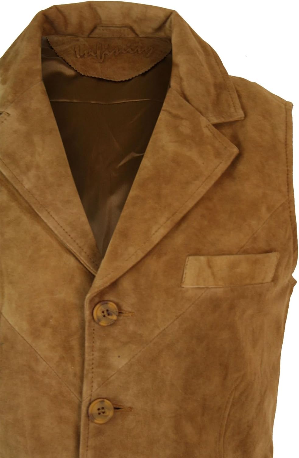 Infinity Mens Real Suede Leather Tan Brown Black Smart Casual Gilet Waistcoat Vintage Retro