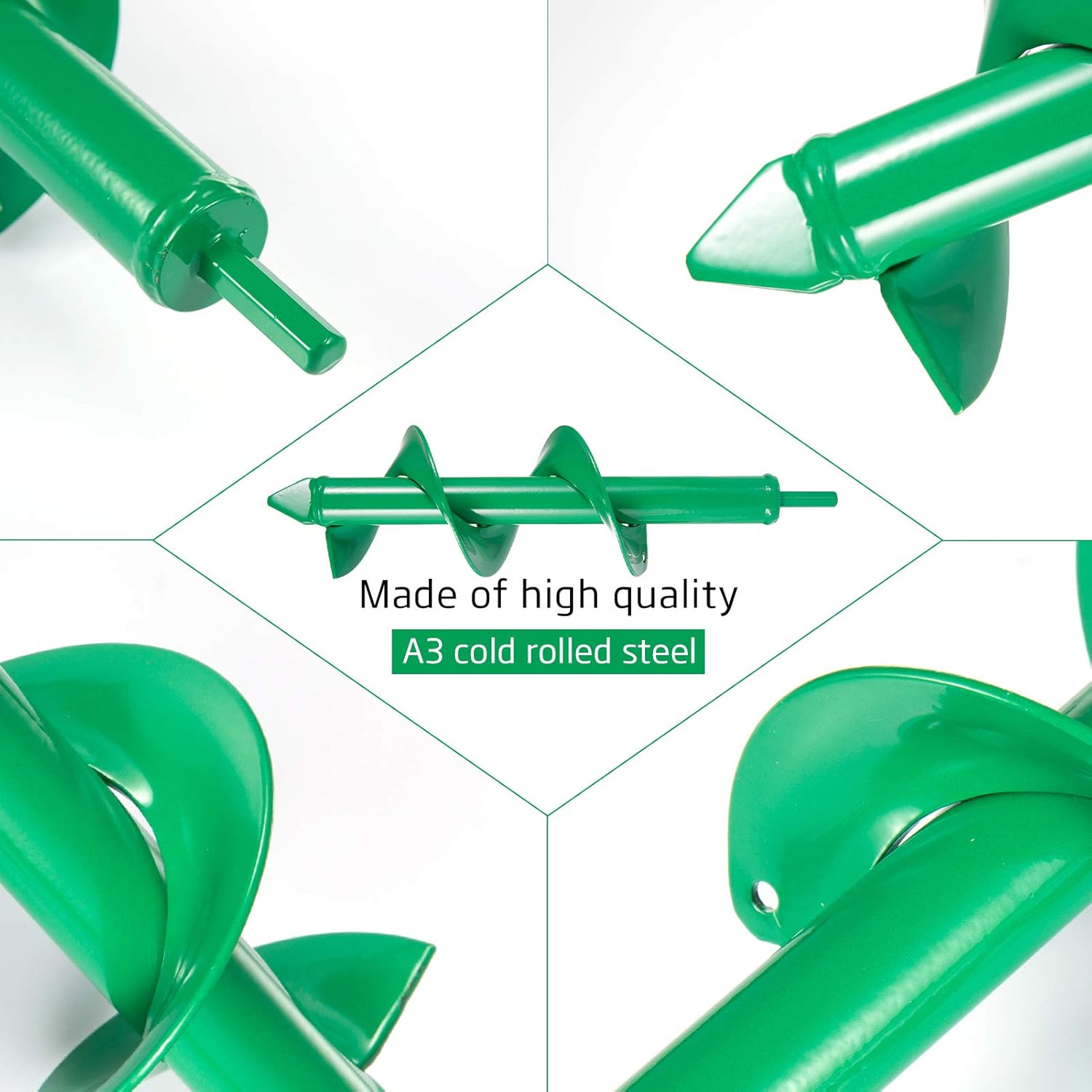 One-Day Sale: Up to 80% Off 2 Pcs Auger Drill Bit- 3.2'' x 12 and 1.6'' x 8.7 Garden Drill Bit Garden Plant Auger Post Hole Digger for 3/8” Hex Driver Drill Planting(Grass Green)