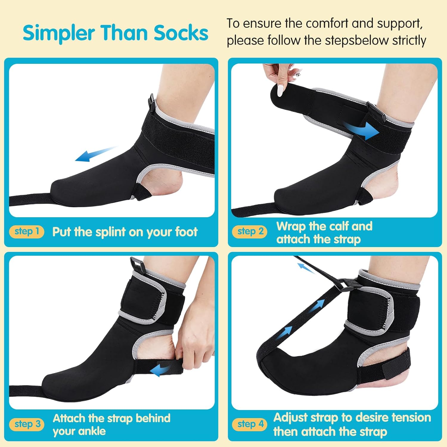 Plantar Fasciitis Night Splint Socks with Massage Ball for Tendonitis, Achilles, Foot Drop, Heel Pain Foot Splint, Adjustable Plantar Fasciitis Brace for women & men, Recover While You Rest and Sleep - Image 5