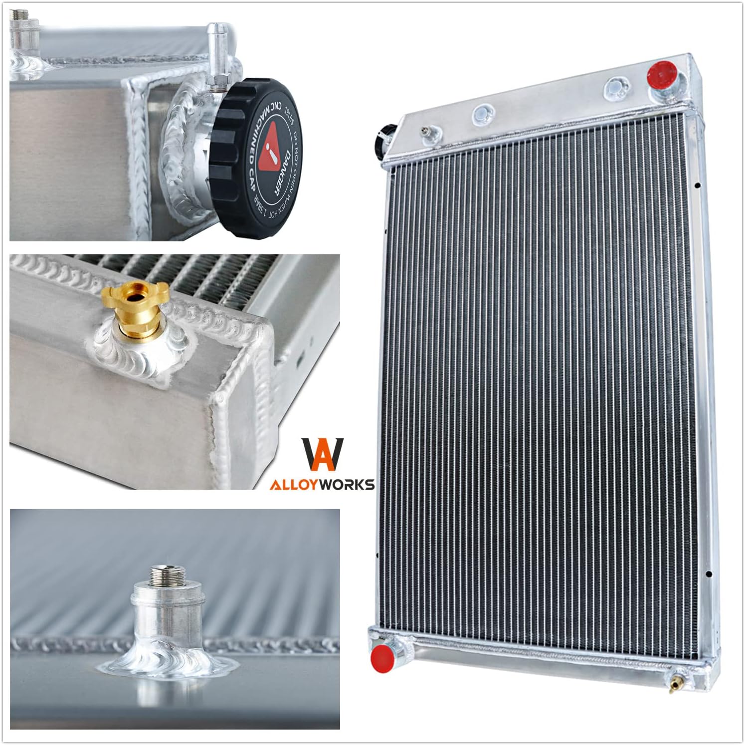 ALLOYWORKS Full Aluminum Radiator For 1973-1988 Chevy C/K Pickup Truck Suburban C10 C20 C30 K10 K20 K30 C25 C35 C2500 C3500 K1500 K2500 Blazer Suburban Jimmy 78 79 83 86 Radiators(4 Row Core,)