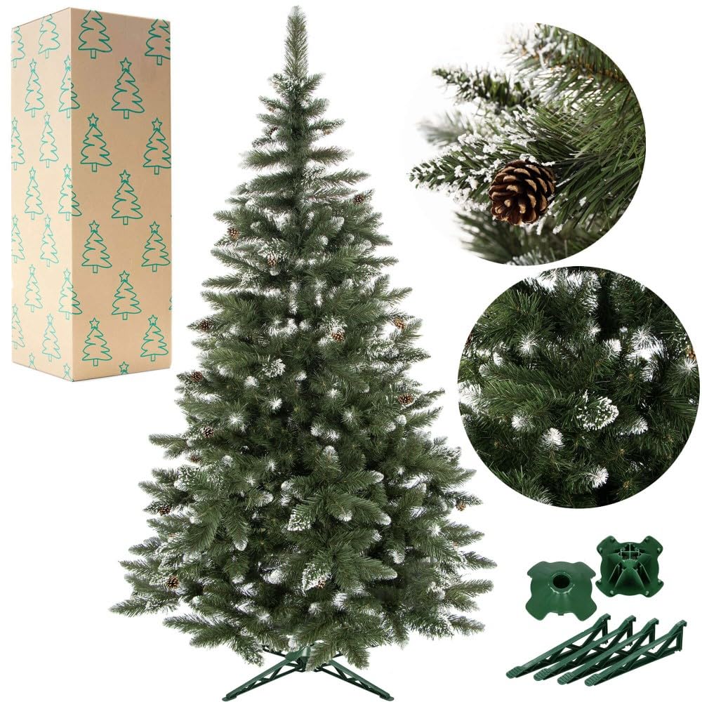 Sapin De Noël Artificiel Premium 180 Cm Avec Effet Neige - Montage Facile, PVC épais, Base Métallique Ignifuge, Idéal Pour Maison Et Décoration - 6