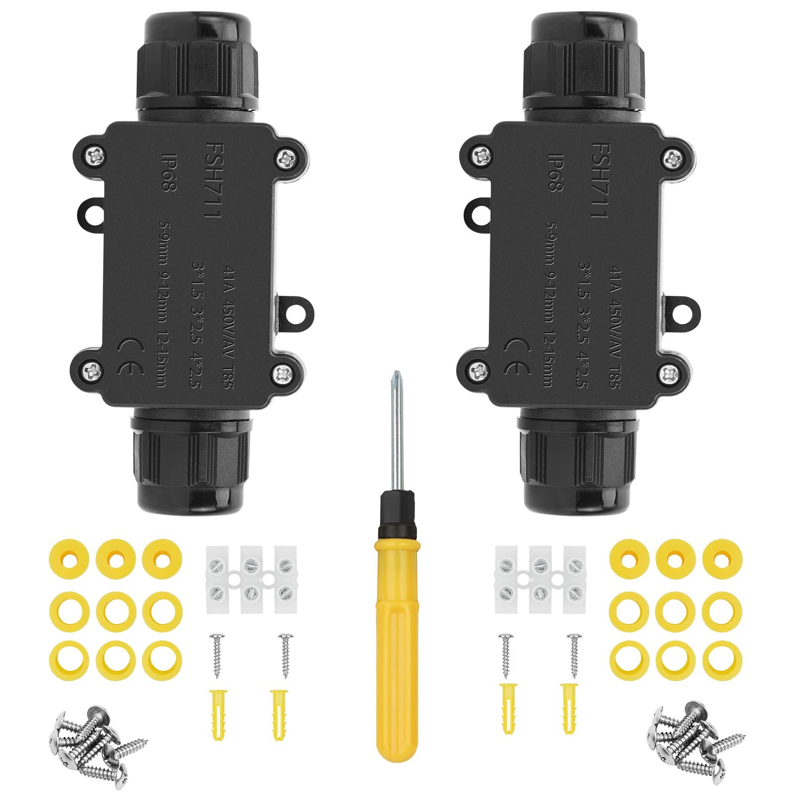 IP68 Waterdichte aansluitdoos 4-weg outdoor kabelconnectoren met 4 kabel M25 Gland voor 5mm