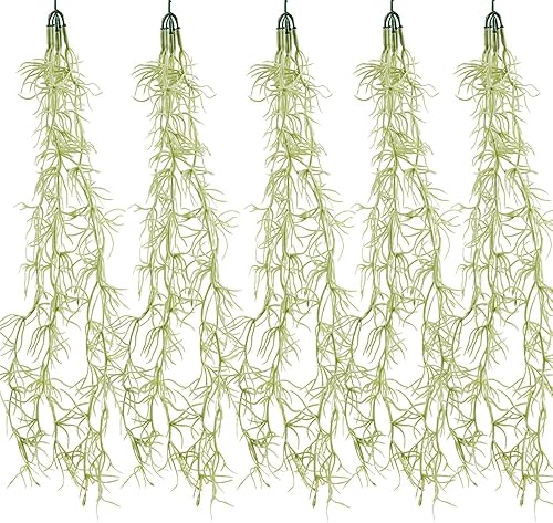 Paquete de 5 plantas colgantes de musgo sintético de musgo español para plantas en maceta, guirnalda de musgo colgante artificial utilizada para